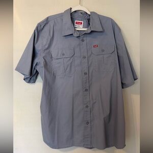 Wrangler Gray Short Sleeve Button Down Work Shirt XL Western Ranch Utility